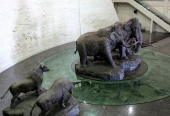 领雕塑公园长毛象动物铜雕
