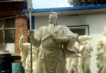 中领雕塑古代关公石雕