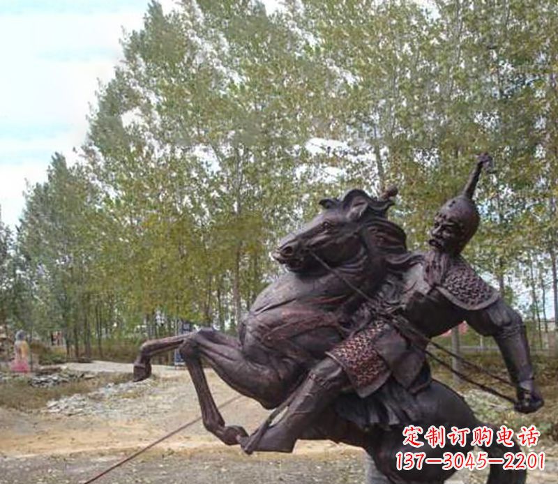 古代骑马人物公园景观铜雕