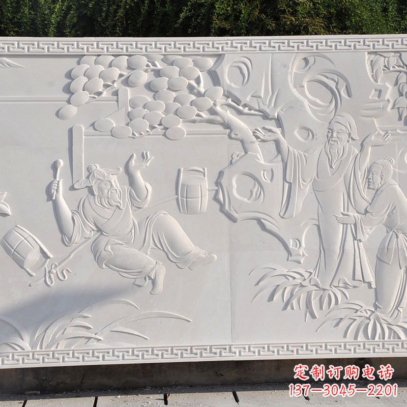 古代人物汉白玉石材浮雕