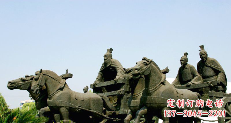 古代人物骑马车园林景观雕塑