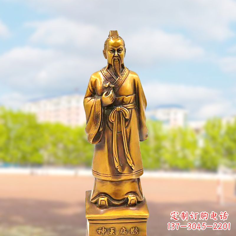 古代神医纯铜扁鹊雕像