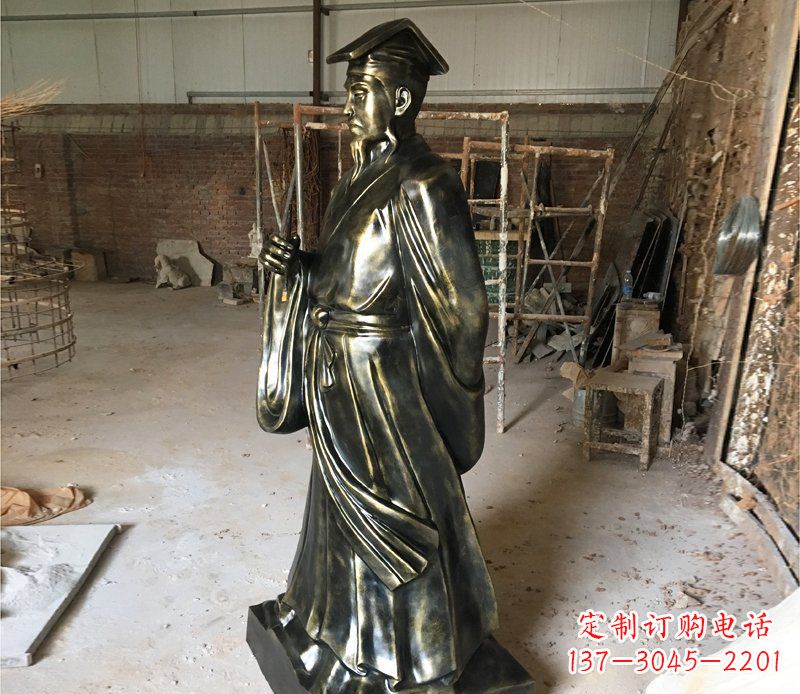 古代书法家王羲之铜雕