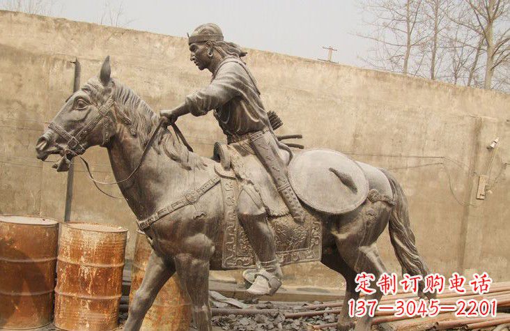 古代战马铜雕塑