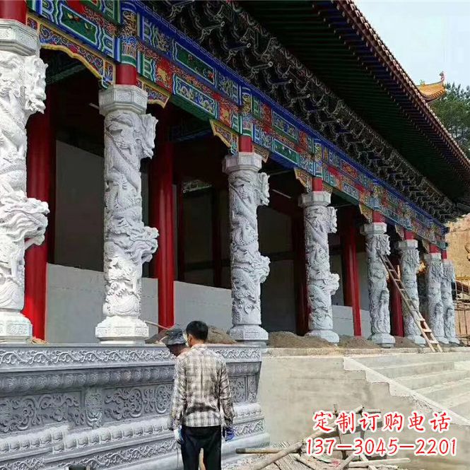 古建汉白玉龙柱石雕
