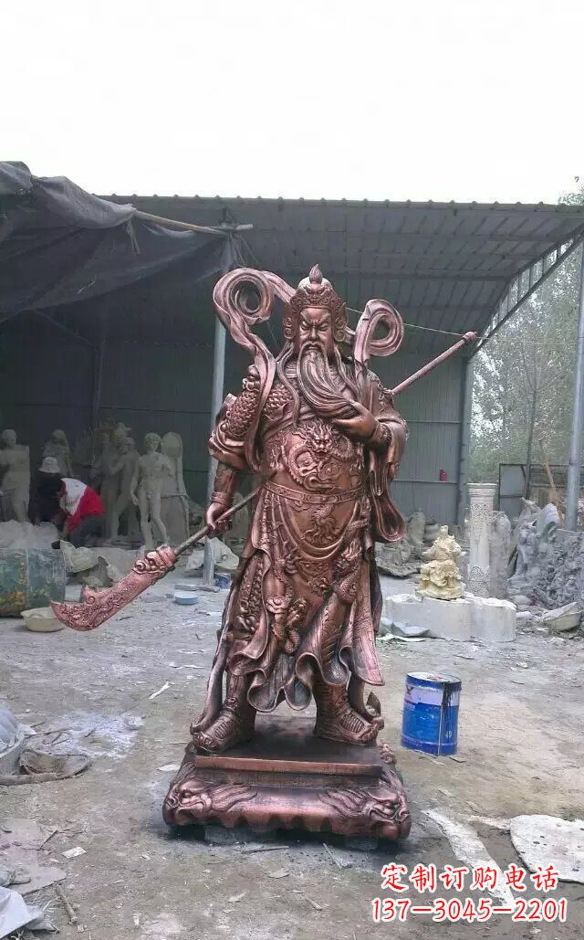 关公红铜人物铜雕