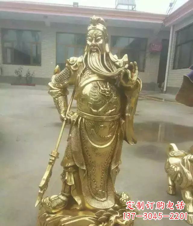 关公提刀武财神铜雕 (3)