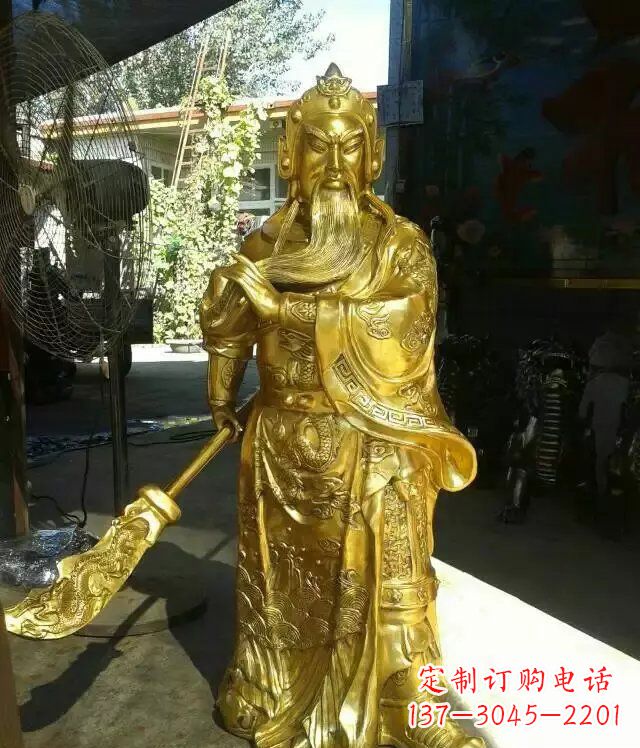 关公提刀武财神铜雕 (6)