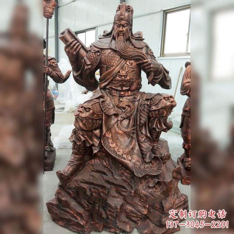 关羽夜读春秋读书铜雕
