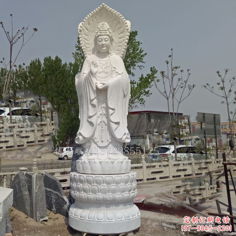 观音菩萨汉白玉石雕塑