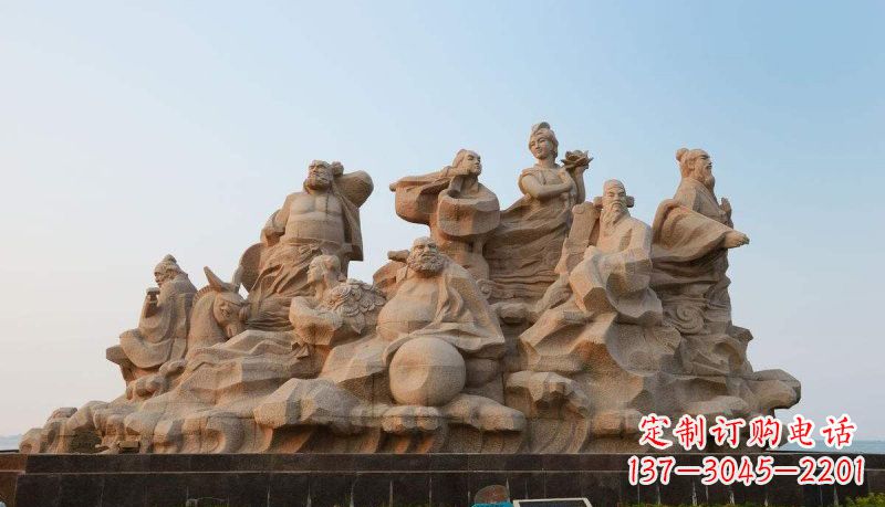 广场八仙过海神像石雕