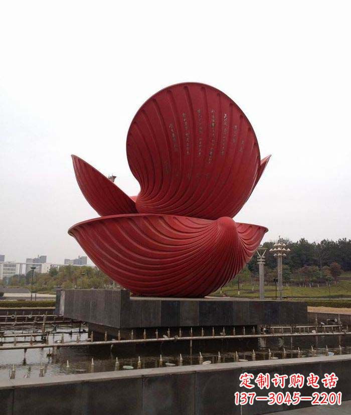 广场不锈钢贝壳喷泉雕塑