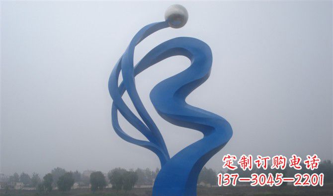 广场不锈钢彩带雕塑 (2)