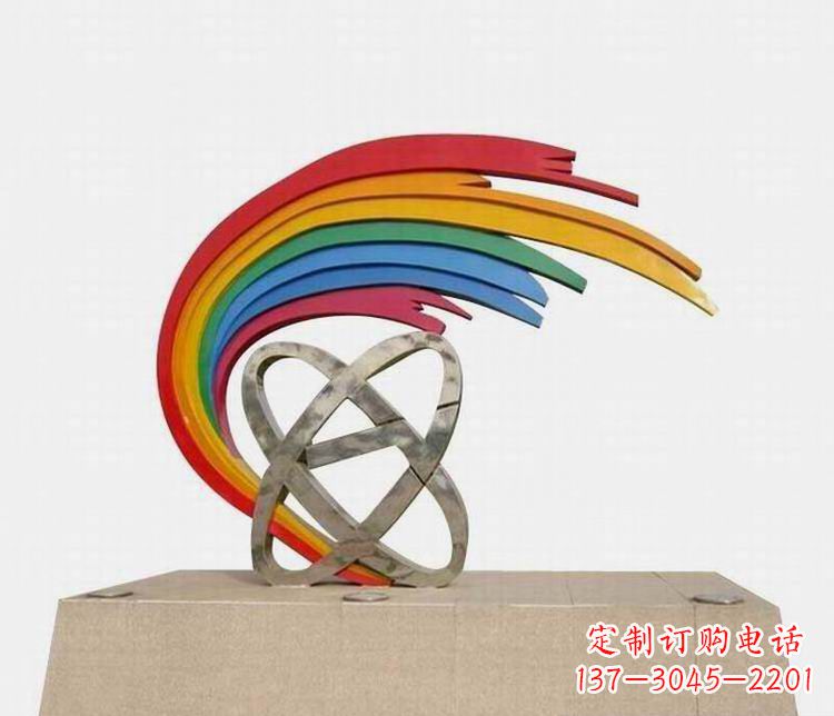 广场不锈钢彩虹摆件雕塑