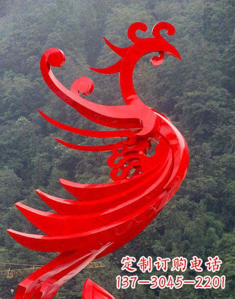 广场不锈钢彩色凤凰雕塑