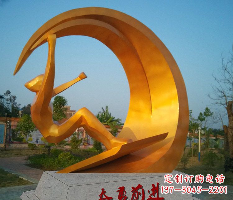 广场不锈钢冲浪人物雕塑
