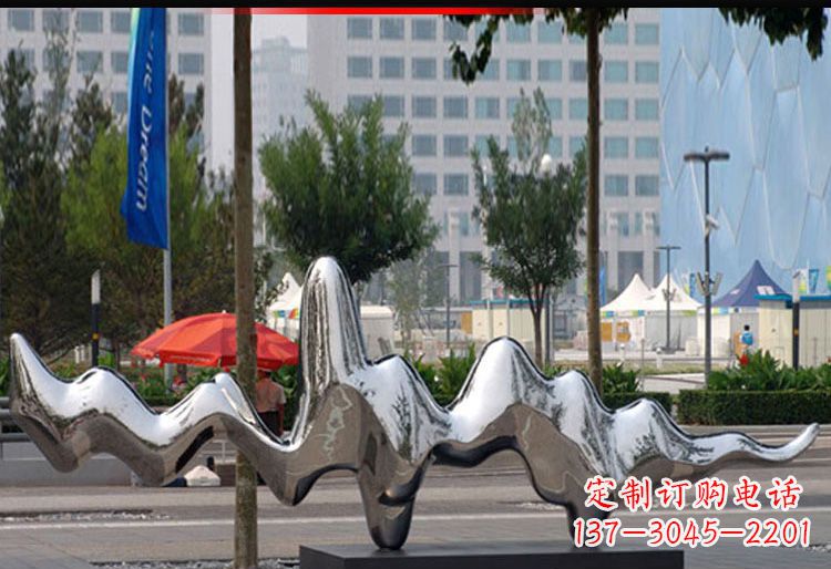 广场不锈钢抽象波纹雕塑