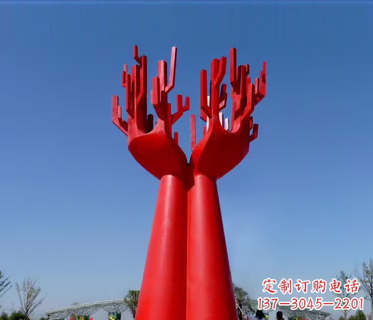 广场不锈钢抽象大树雕塑12