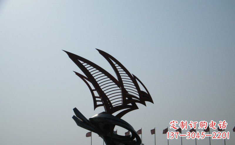 广场不锈钢抽象帆船雕塑