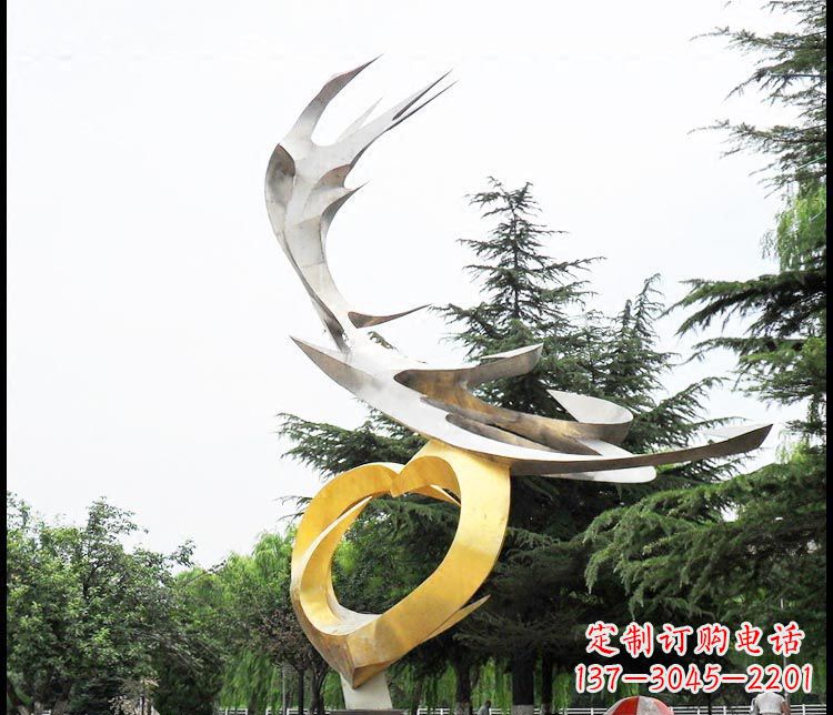 广场不锈钢抽象凤凰摆件雕塑