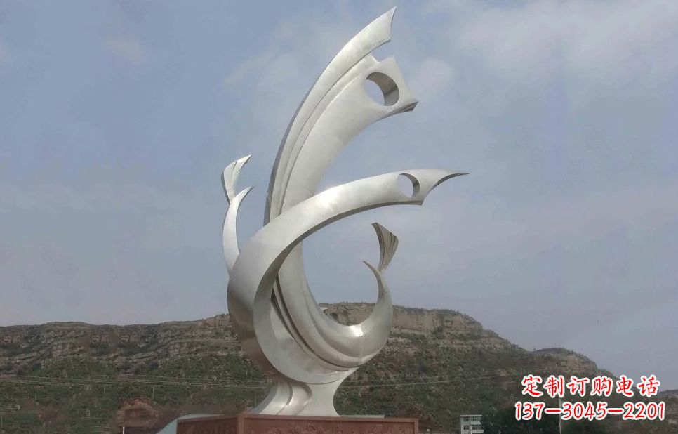 广场不锈钢抽象凤凰雕塑 (5)