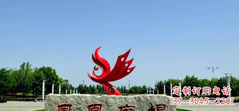 广场不锈钢抽象凤凰雕塑 (3)