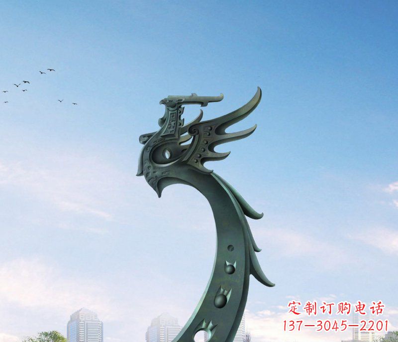 广场不锈钢抽象凤凰雕塑 (6)
