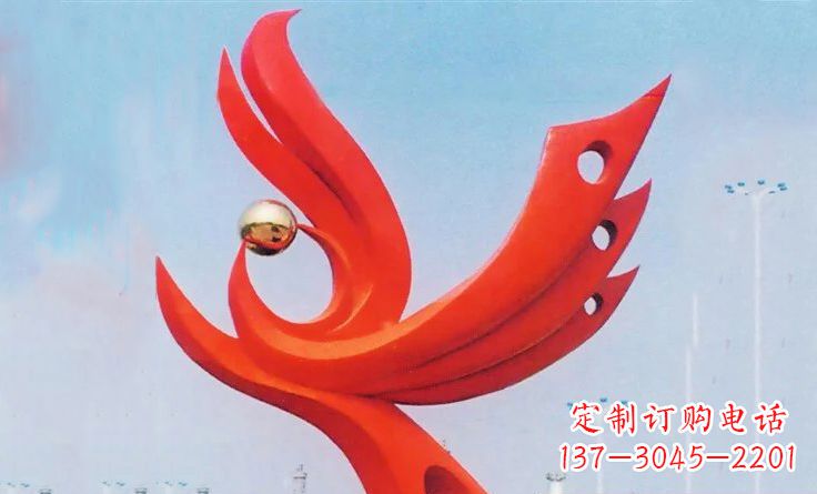广场不锈钢抽象凤凰雕塑_2