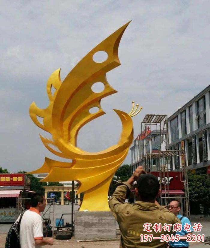 广场不锈钢抽象凤凰雕塑1