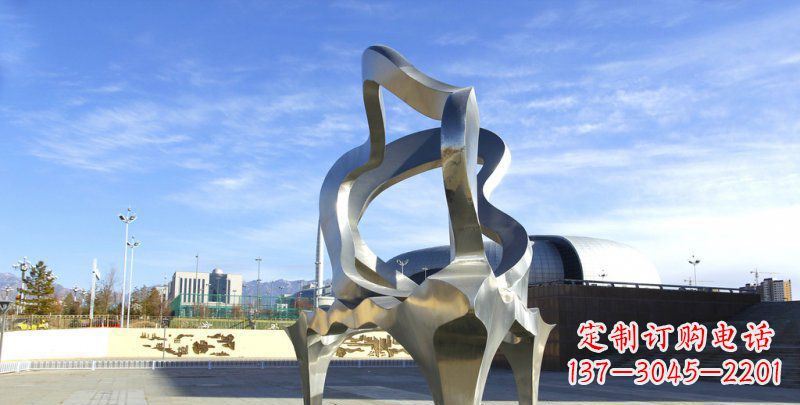 广场不锈钢抽象钢琴雕塑