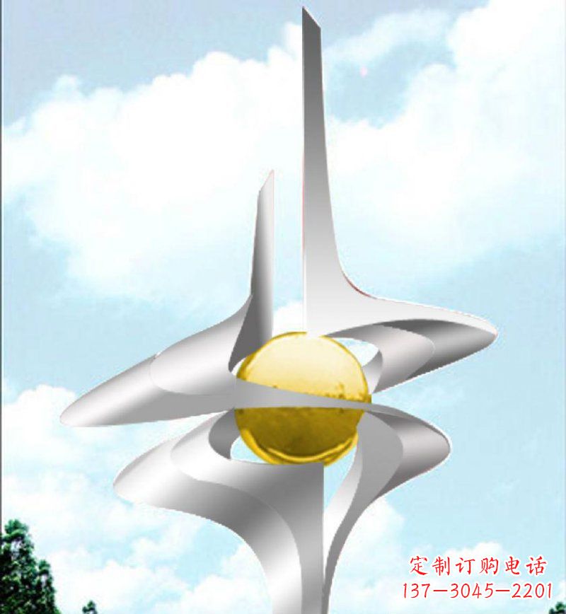 广场不锈钢抽象共铸辉煌雕塑