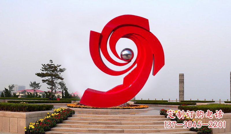 广场不锈钢抽象海浪雕塑 (2)