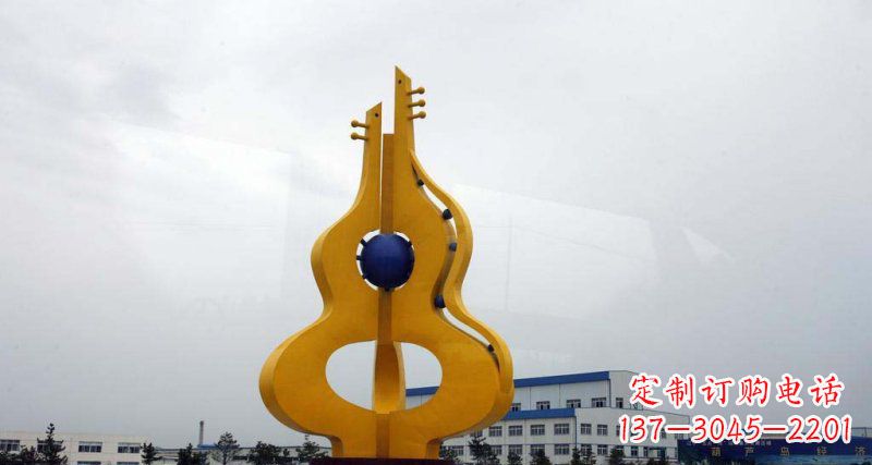 广场不锈钢抽象葫芦琵琶雕塑 (2)