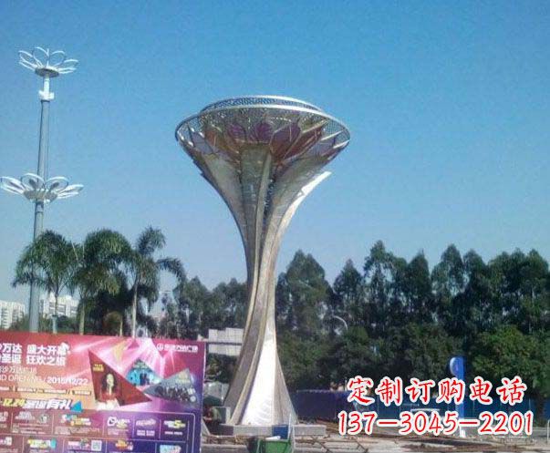 广场不锈钢抽象莲花雕塑