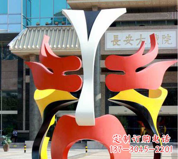 广场不锈钢抽象脸谱雕塑 (3)