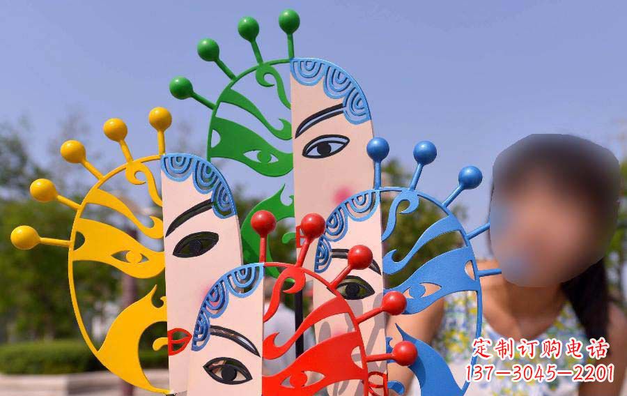 广场不锈钢抽象脸谱雕塑