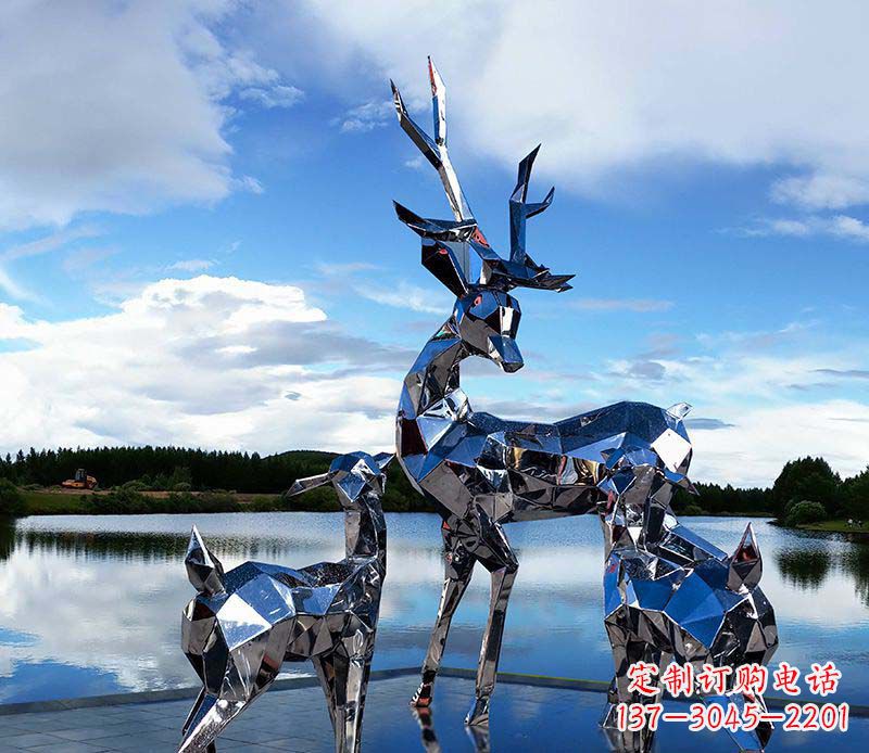 广场不锈钢抽象梅花鹿雕塑