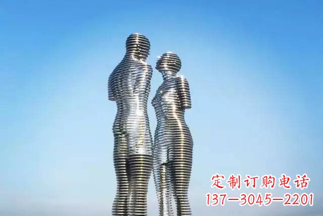 广场不锈钢抽象男女雕塑