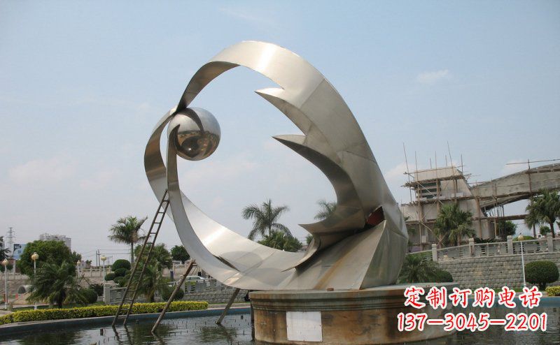 广场不锈钢抽象喷泉雕塑