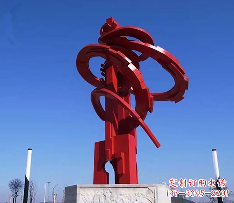 广场不锈钢抽象飘带雕塑2