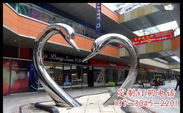 广场不锈钢抽象天鹅动物景观雕塑
