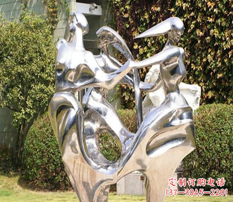 广场不锈钢抽象跳舞雕塑