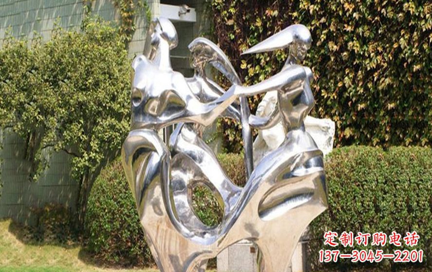 广场不锈钢抽象跳舞人物景观雕塑