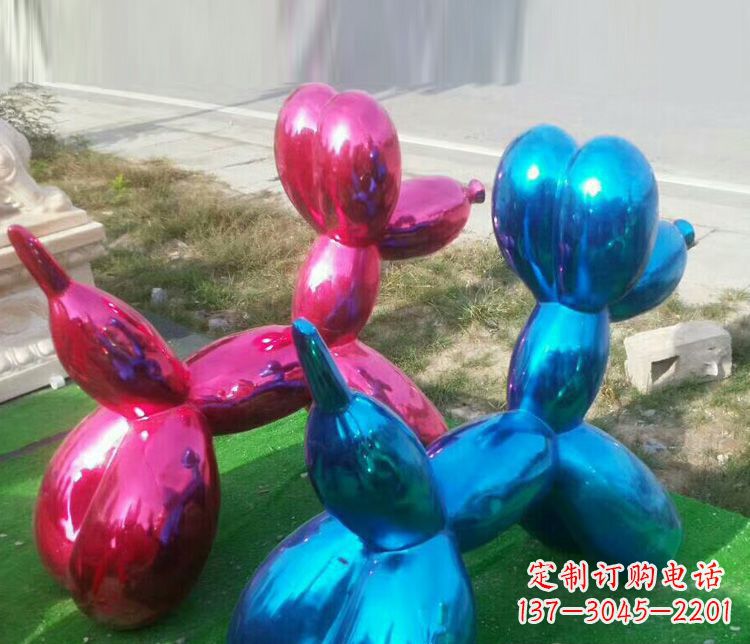广场不锈钢抽象小狗雕塑