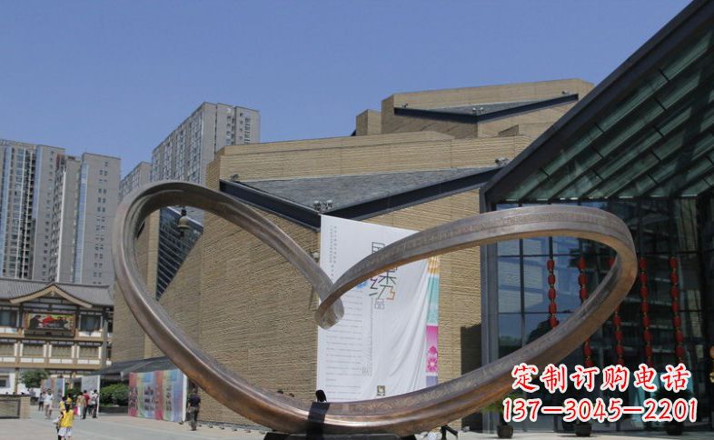 广场不锈钢抽象心形雕塑