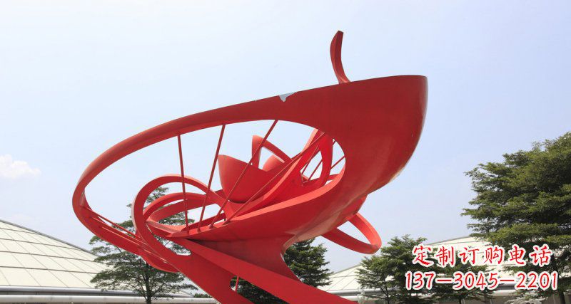 广场不锈钢抽象绽放景观雕塑
