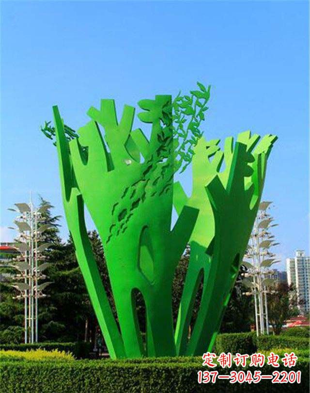 广场不锈钢抽象植物雕塑 广场不锈钢抽象植物雕塑