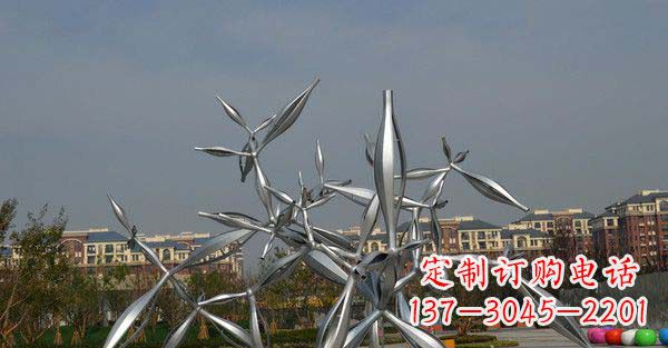 广场不锈钢抽象植物标志雕塑