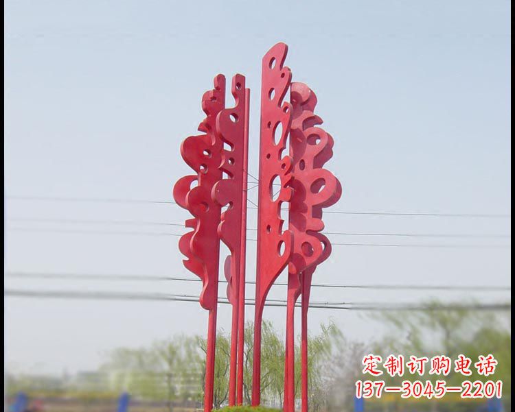 广场不锈钢创意红色景观雕塑
