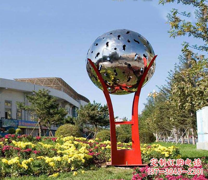 广场不锈钢创意镂空球景观雕塑